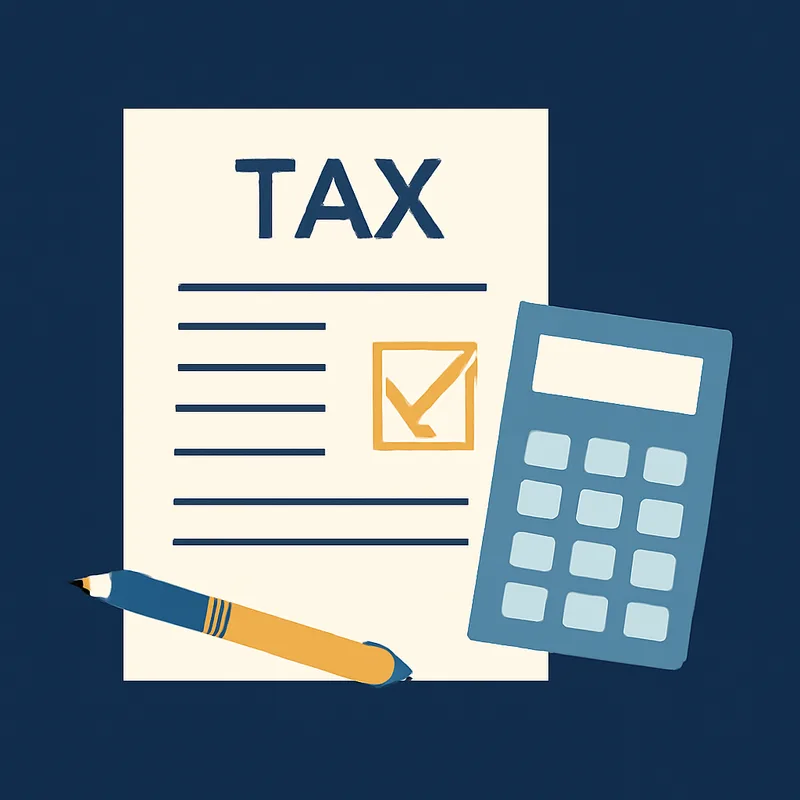 Illustration of a ticked tax document with a calculator