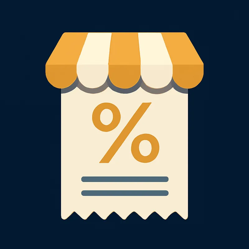 Illustration of a receipt with a percent symbol